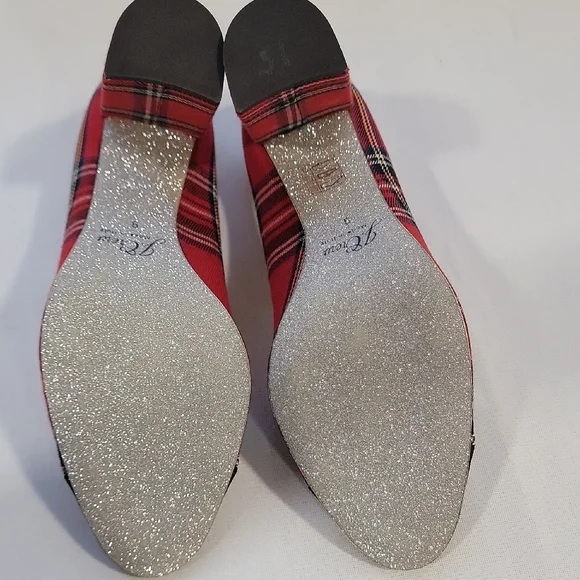 J. Crew Red and Black Stewart Tartan Plaid Heels - Picture 6 of 8
